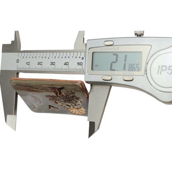 Artisan Clay Pottery Enamel Tree Scene Brooch Pin, Signed M704 - Picture 6 of 8